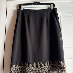 Laurence Kazar Elegant Black Skirt with Gold Detailing